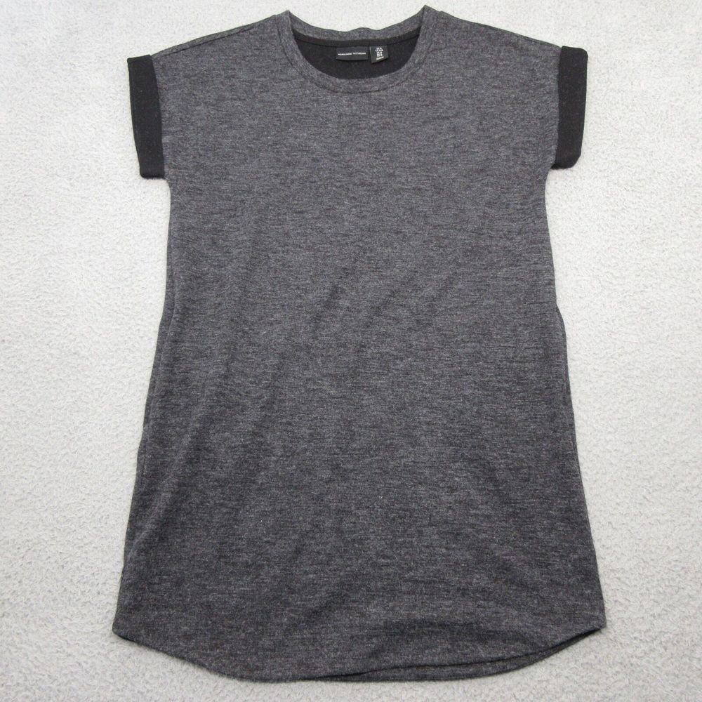 Adrienne Vittadini Dress Womens Medium Gray Jersey Sheath Cozy Casual Boxy
